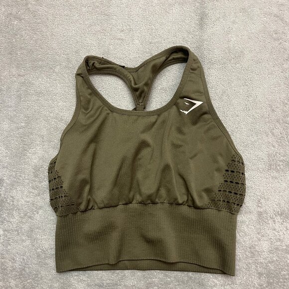 Gymshark Brown Racerback Sportsbra Size Medium - Picture 1 of 7